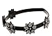 France Luxe Headband with Five Swarovski Flowers - Black with Crystal Swarovski