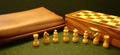 Magnetic Wooden Travel Chess Set w/ Chess Board & Storage