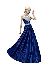 Halter Sleeveless  Lace-Up Pleated Cocktail Polyester Evening Dress/Bridesmaid Dress/Wedding Party Dress/Maxi Dress  With Rhinestones