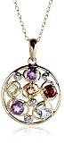 18k Gold Overlay Sterling Silver, Diamond-Accent and Multi-Gemstone Pendant, 18