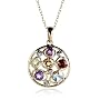 18k Gold Overlay Sterling Silver, Diamond-Accent and Multi-Gemstone Pendant, 18"
