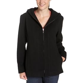 AK Anne Klein Ladies Zip Front Hooded Peacoat by AK Anne Klein