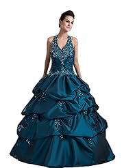 Lace-Up Halter Satin Bridesmaid Dress/Wedding Dress 