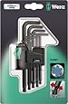 Wera Hexagon 967 PKL/9 SB L-Key Set, BlackLaser, Ballpoint Hex Key, 9 Piece