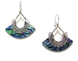 Just Give Me Jewels Sterling Silver Black Abalone Chandelier Dangle Earrings With Sterling Silver Accents