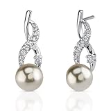 Classic Elegance: Sterling Silver Designer Inspired Wrap-over Style 8mm Faux Pearl Drop Earrings