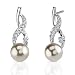 Classic Elegance: Sterling Silver Designer Inspired Wrap-over Style 8mm Faux Pearl Drop Earrings