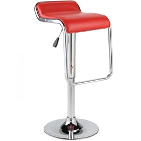 Click here to buy ItalModern Fuller Adjustable Height Low Back Bar or Counter Stool in Red by ITALMODERN.