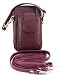 Genuine Leather Cell Phone Case & Wallet with Wristlet & Shoulder Strap (Wine)