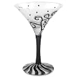 Black Frosted Swirl Hand Painted Holiday Martini Wine Glass - 10 oz