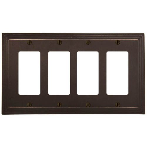 Amerelle 84R4VB Steps Cast Metal 4 Rocker-GFCI Wall Plate, Aged Bronze