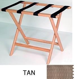 <b>Luggage Rack with Sturdy Webbing-Light Oak/Tan - (Light Oak/Tan)</b>