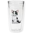 Kitty (Black & White) 12 oz Slimline Insulated Beverage Tumbler, Clear
