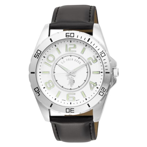 U.S. Polo Assn. Men's USC50008 Analogue Silver Dial Leather Strap Watch