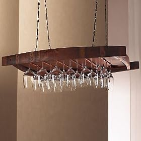 Vintage Oak Hanging Wine Glass Rack by The Wine Enthusiast