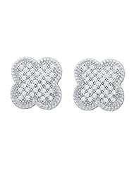 10KT White Gold 0.25 CTW Diamond Flower Earrings