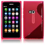 NOKIA N9 "S" CURVED GEL SKIN CASE - HOT PINK, WITH QUBITS-BRANDED MICROFIBE ....