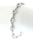 Square White Topaz and Pave Diamond Link Bracelet in white gold by Zasha Signature Jewelry