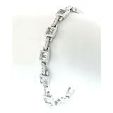 Square White Topaz and Pave Diamond Link Bracelet in white gold by Zasha Signature Jewelry