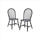 Winsome Wood Assembled 29-Inch Windsor Chairs, Set of 2, Black Finish