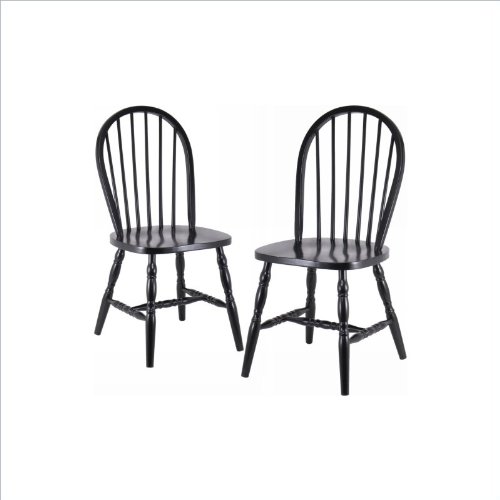 Winsome Wood Assembled 29-Inch Windsor Chairs, Set of 2, Black Finish