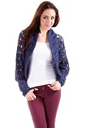 Loose Lace Knit Cardigan in Blue