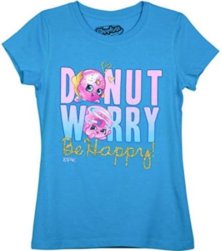 Shopkins Donut Worry DLish Shirt Girls Size 4-16 Aqua (7-8)