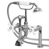 American Bath Factory F1-1116-CH-F9-9500-PX-CH F1-1116 Deck Mount Bathtub Faucet, Porcelain Cross Ha