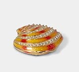 D56 Dept 56 Bejeweled Orange Shell Trinket Box Crystal