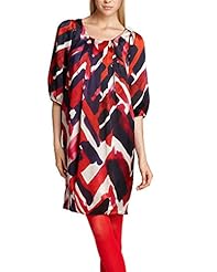 Polyester/Silk Scoop Neck  Pleated General Print Elbow Length Sleeves  Dress With a Bow(s)