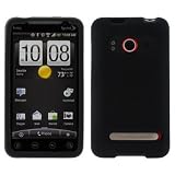 Htc Evo 4g Black Soft Silicone Rubber Skin Phone Cover Case with Screen Protector