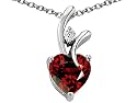 1.95 cttw 925 Sterling Silver 14K White Gold Plated Genuine Heart Shaped Garnet Pendant