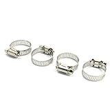 uxcell ホースクランプ ホースバンド 4個入り 32-40mm シルバートーン 合金 調節可能なフープ