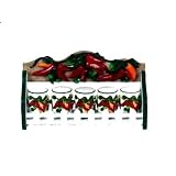 Chili Pepper Red,Green 5 pc Spice Jar w/ Wood Rack Hanging Rack