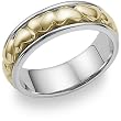 Heart Wedding Band Ring - 14K Two-Tone Gold