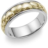 Heart Wedding Band Ring - 14K Two-Tone Gold