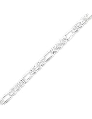 Sterling Silver 5.5mm Pave Flat Figaro Chain - 18 Inch