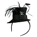 Black Mini Top Hat Cocktail Headband W/Feather image 1