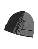Versace - Versace Two-tone Greca Stripe Fold Over Brim Skull Cap Gray
