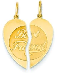 14K Yellow Gold Break Apart Best Friend Charm Jewelry