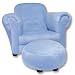 Child's Blue Velour Armchair with Ottoman