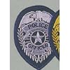 POLICE OFFICER Uniform Patch Badge Shield Emblem Insignia SILVER on NAVY (2 Patches INCLUDED, PAIR !)