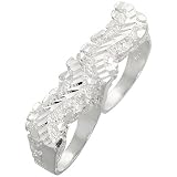 Sterling Silver Two Finger Wavy Nugget Ring, 7/16" (11mm) wide , size 10.5
