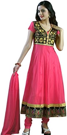 Shubham Fashions Women's Impressive Salmon Punjabi Suit XXL Pink