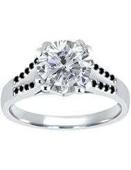 1.24 Ct Round H/I and Black Diamond 14K White Gold Ring
