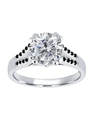 1.24 Ct Round H/I and Black Diamond 18K White Gold Ring