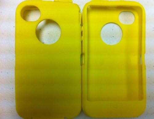 Replacement Silicone Skin For iphone 4/4s Otterbox Defender case with Oval cutout by SportyGigabite (Yellow)