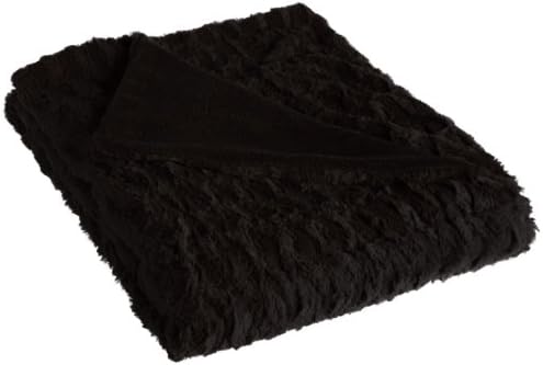 Dreamfountain Exquis Faux Fur Plush Throw, Black, 50 x 60 Inch