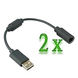GTMax 2x Wired Controller USB Breakaway Cable Cord for Microsoft Xbox 360