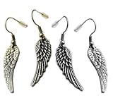 Petite 1 Angel Wing Feather Fairy Earrings - Antiqued Silver or Gold Finished